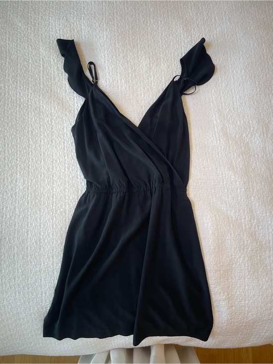 Joie Dresses & Skirts - Joie Black Mini Wrap Dress with Ruffle Straps